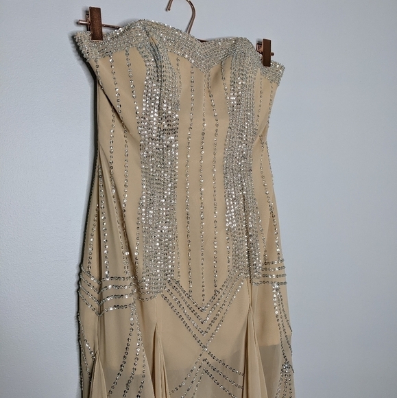 Vintage Landa cream beaded sequin prom evening special occasion dress 4 - Picture 5 of 15